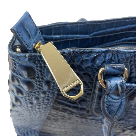Brahmin Small Irene Leather Satchel Bag Maritime Blue Croc Embossed - Picture 11 of 12